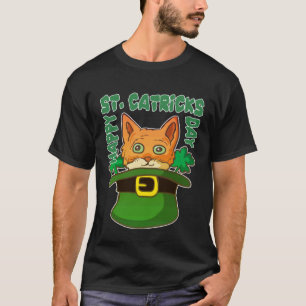 T-shirt jour de la Saint-Patrick Tabby Chat heureux Leprec