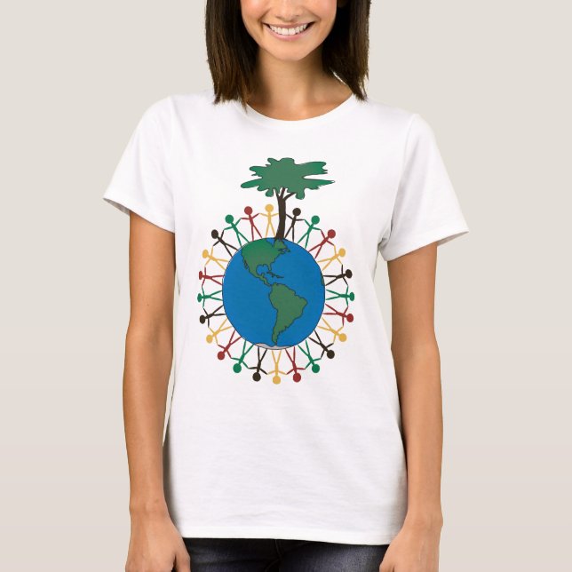 T-shirt Jour de la terre avec les chiffres et l'arbre - (Devant)