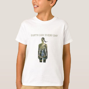 T-shirt Jour de la Terre Chaque Jour Art de Silhouette de