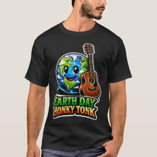 T-shirt Jour de la Terre Guitare Musique Country Globe Éco