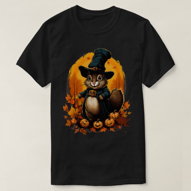 T-shirt Jour de l'Action de grâce Pèlerin d'écureuil Autom (Design devant)