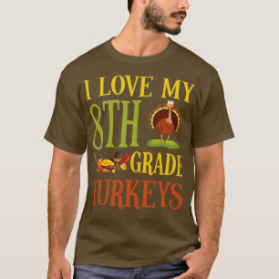 T-shirt Jour de l'Action de grâce Pèlerin Enseignant J'aim