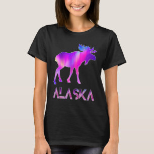 T-shirt Jour De L'Alaska Moose Aurora Borealis La Nuit
