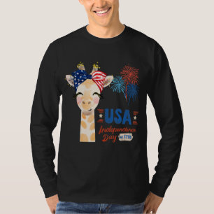 T-shirt Jour de l'Indépendance 4 juillet Jolie Giraffe Pat