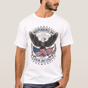 T-shirt Jour de l'Indépendance Aigle Drapeau Vintage Chemi