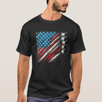 T-shirt Jour de l'Indépendance patriotique USA Drapeau Jet
