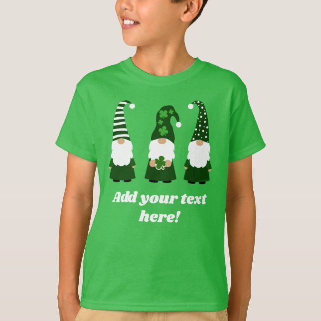 T-shirt Jour de l'Saint Patrick personnalisé Gnomes Garçon (Devant)