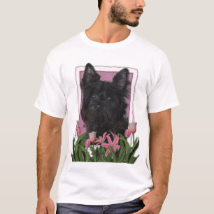 T-shirt Jour de mères - tulipes roses - cairn Terrier -
