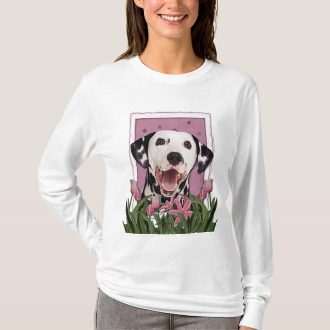T-shirt Jour de mères - tulipes roses - Dalmate (Devant)