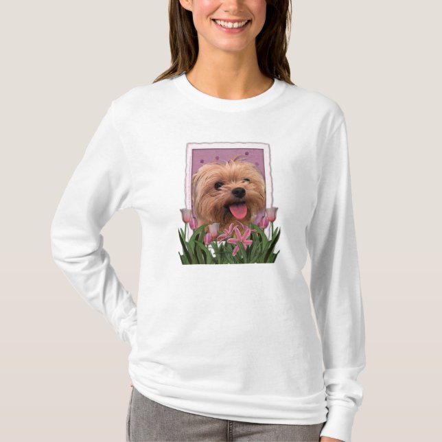 T-shirt Jour de mères - tulipes roses - Morkie - de (Devant)