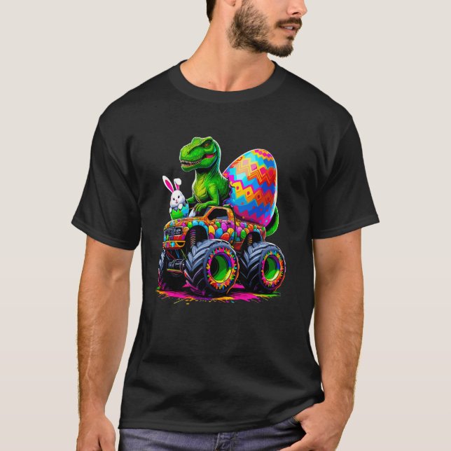 T-shirt Jour de Pâques Bunny Monster oeufs de camion Dinos (Devant)