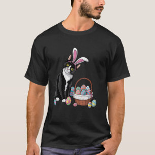 T-shirt Jour de Pâques Chat Lapin Œufs Lapin de Pâques