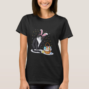 T-shirt Jour de Pâques Chat Lapin Oreilles Œufs Hommes Fe