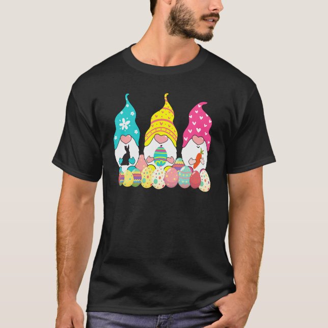 T-shirt Jour de Pâques Dîner Trois Gnomes de Pâques Pastel (Devant)