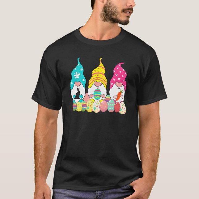 T-shirt Jour de Pâques Dîner Trois Gnomes de Pâques Pastel (Devant)