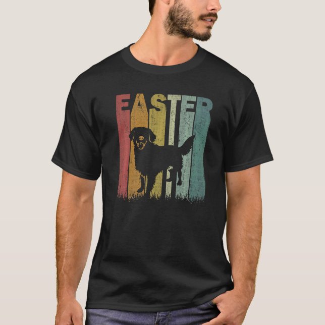 T-shirt Jour de Pâques Golden Retriever Chien Retro Graphi (Devant)