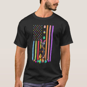 T-shirt Jour de Pâques Œufs Américains Drapeau Doberman Pi