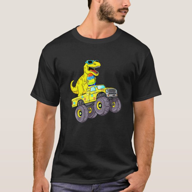 T-shirt Jour De Pâques Rex Dino Monter Un Monster Truck Bo (Devant)