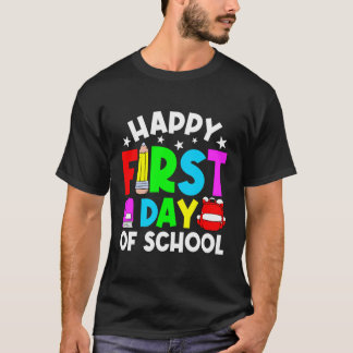 T-shirt Jour de rentrée heureux crayon appréciation arrièr