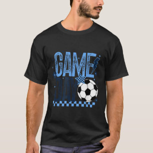 T-shirt Jour de soccer saison Retro Bleu clair À damiers