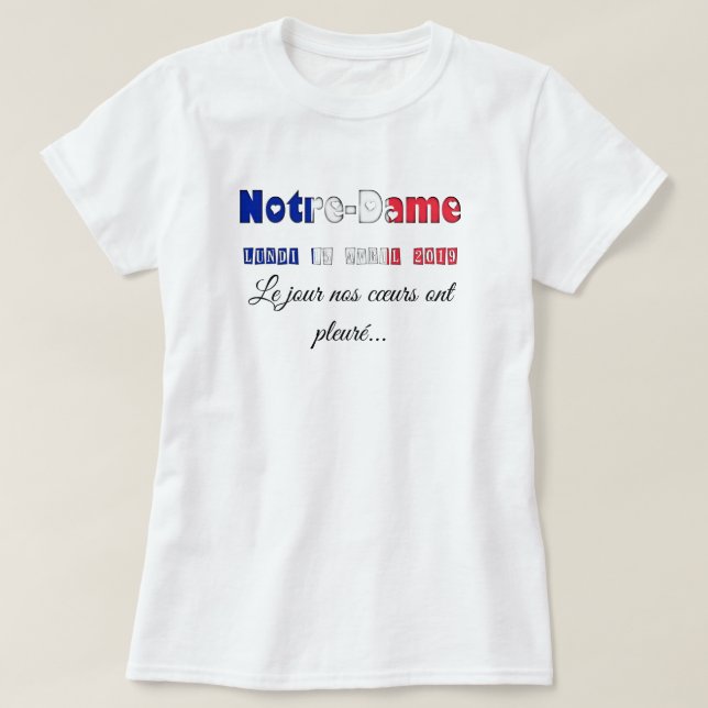 T-shirt Jour de souvenir de Notre-Dame de Paris (Design devant)