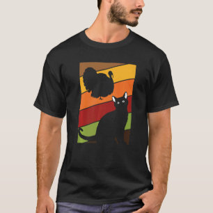 T-shirt Jour de Thanksgiving de la chatte noire Rétro Dind
