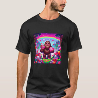 T-shirt Jour de Valentines Bigfoot Coeur long tamis T Chem