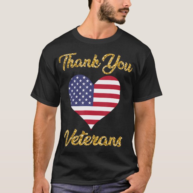 T-shirt Jour Des Anciens Combattants Avec Drapeau Américai (Devant)
