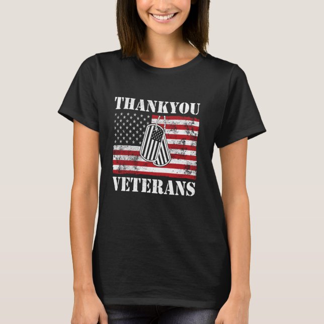 T-shirt Jour des anciens combattants Merci du drapeau amér (Devant)