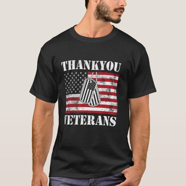 T-shirt Jour des anciens combattants Merci du drapeau amér (Devant)