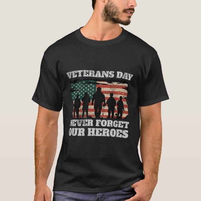 T-shirt Jour des anciens combattants N'oubliez jamais nos  (Devant)