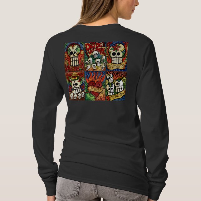 T-shirt Jour des crânes morts/de chemise flamboyante de (Dos)