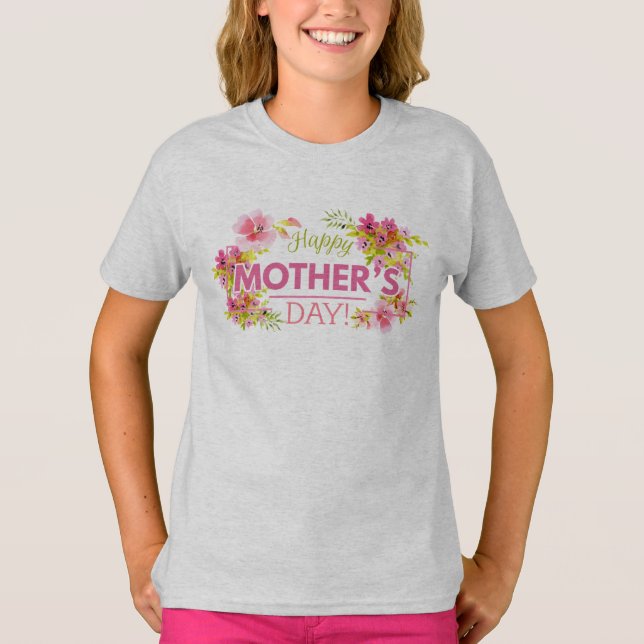 T-shirt Jour des mères florales élégantes | Chemise à manc (Devant)