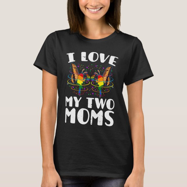 T-shirt Jour des mères LGBTQ Moms lesbiennes Beurre arc-en (Devant)