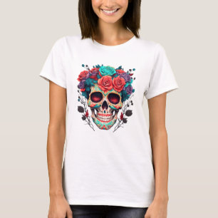T-shirt Jour des Roses du crâne de sucre mort