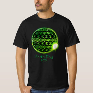 T-shirt Jour des terres 2024 Fleur de vie verte