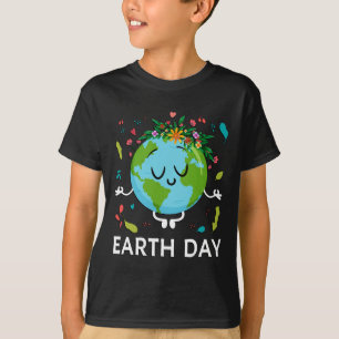 T-shirt Jour des terres Chemise Florale Mignonne Et Planèt