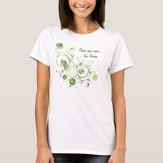 T-shirt Jour des terres de Devenez écolo Abstrait à floral (Devant)