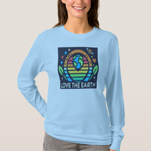 T-shirt Jour des terres Long Sleeve Durable Amour de la Te