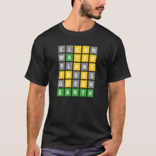 T-shirt Jour des terres Mot Jeu Eau Propre Plantes Arbres