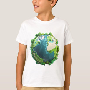 T-shirt Jour des terres - Terre verte et bleue avec arbres