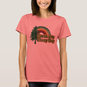 T-shirt Jour des terres tous les jours, Retro Rainbow