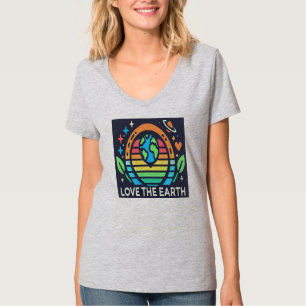 T-shirt Jour des terres V-Neck Aimer Terre durable
