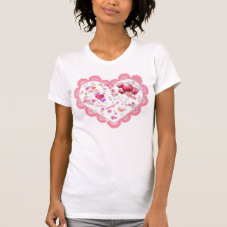 T-shirt Jour des Valentines aux Coeurs Roses