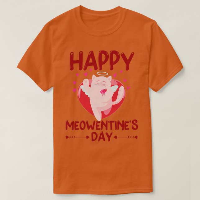 T-shirt Jour des Valentines Bonne Meowentines Joyeux Amour (Design devant)