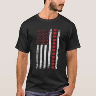 T-shirt Jour des Valentines Coeurs du drapeau américain V