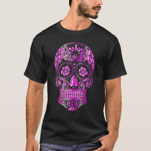 T-shirt Jour Du Crâne De Sucre De La Fleur Tatouée Morte
