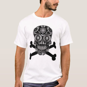 T-shirt Jour Du Crâne De Sucre Noir Des Crossbones Du Crân