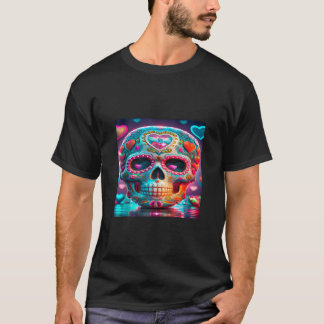 T-shirt Jour Du Crâne Sucrier Morts Halloween Valentines H