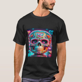 T-shirt Jour Du Crâne Sucrier Morts Halloween Valentines H